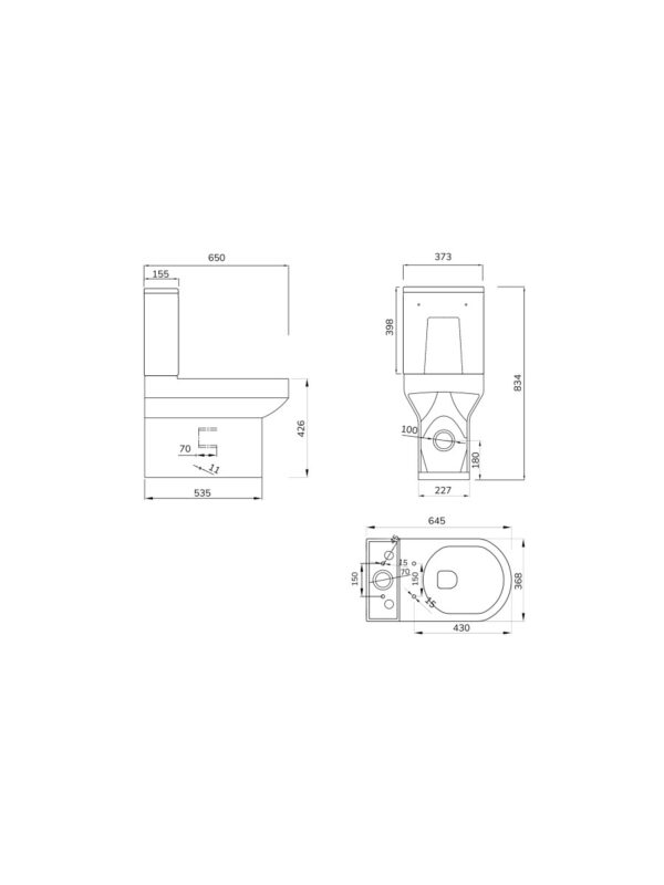 BASE Rimless Kit Fully Shrouded WC Standard Height & PP Seat - Image 2