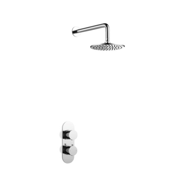 GINO Concealed Shower Kit with 200mm Chrome Plated Brass Showerhead & Shower Arm