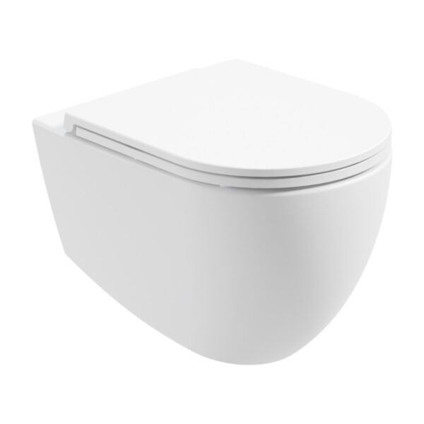 AVANTI Wall Hung Rimless WC & Seat - Satin White