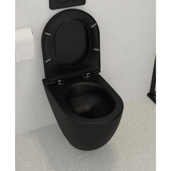 AVANTI Wall Hung Rimless WC & Seat - Carbon Black - Image 2