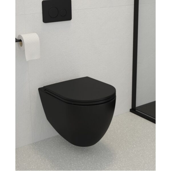 AVANTI Wall Hung Rimless WC & Seat - Carbon Black - Image 3