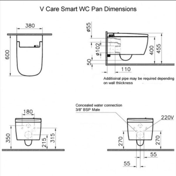 VitrA V-Care Smart Bidet Toilet , Essential - Image 3