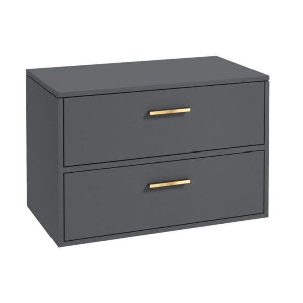 FINLAND 80cm Unit with Counter Top Gold Handle Matt Midnight Grey