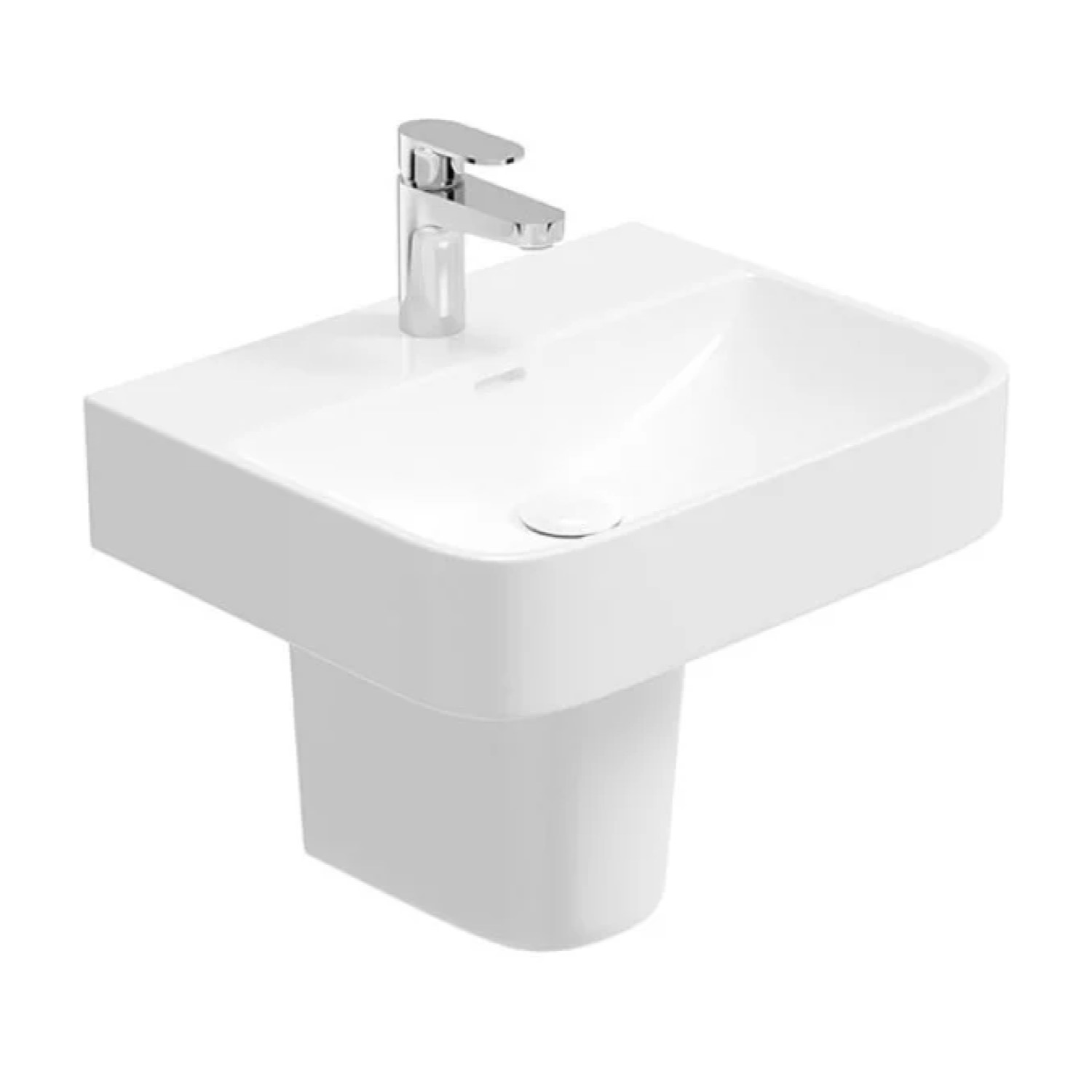 HORIZON 50cm 1th Square Basin & Semi Pedestal - PIVO BATHROOMS