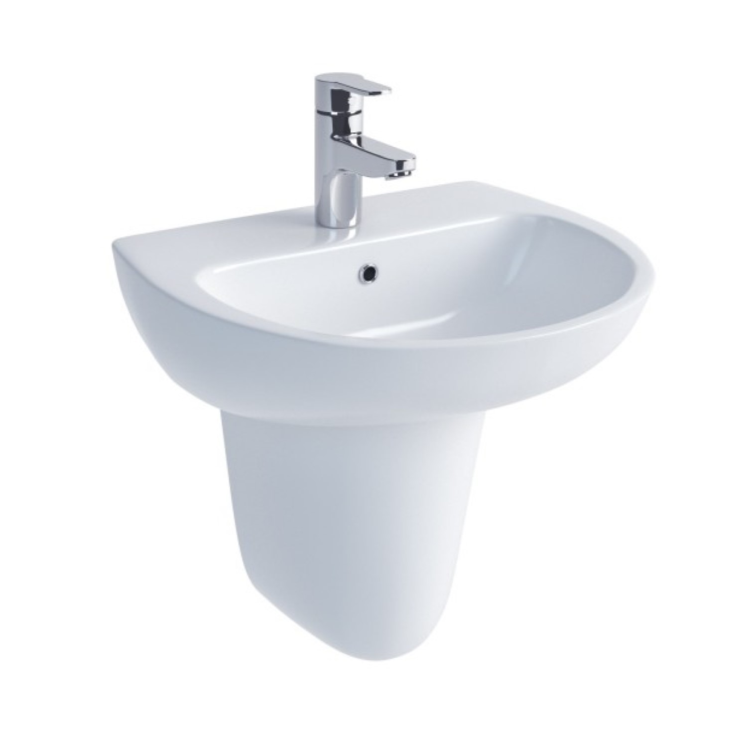 STRATA 50cm Basin & Semi Pedestal 1TH - PIVO BATHROOMS